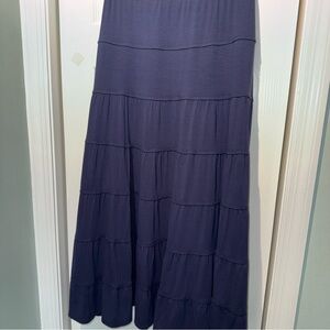 Max Studio Deep Blue Tiered Maxi Skirt